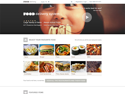 food delivery website baby burger colors food landing page select video webdesign