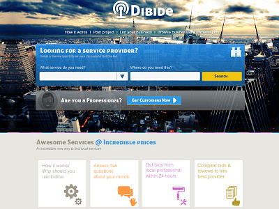 Webdesign for Dibide city icons search web webdesign