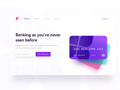 Banking App Concept banking branding card design glassmorphic gradient hero typography ui