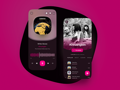 Music App Concept / dark mode app controls dark ellipse gradient mode music pink super