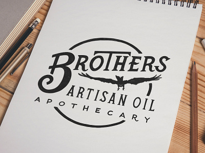 Brothers Artisan Oil - Logo Stamp bird circle design hand lettering lettered lettering logo logomark mens grooming osprey type