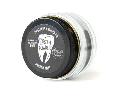 Brothers Artisan Oil - Tooth Powder activated charcoal circle design handwritten label packaging powder product design small tooth toothpaste
