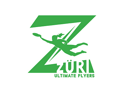 Zuri Ultimate Flyers Logo catch frisbee girl green lettermark logo silhouette switzerland ultimate z zurich