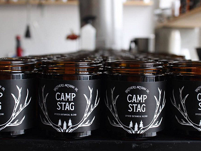 Brothers Artisan Oil - Camp Stag Candle amber candle design jagermeister jar label packaging product design