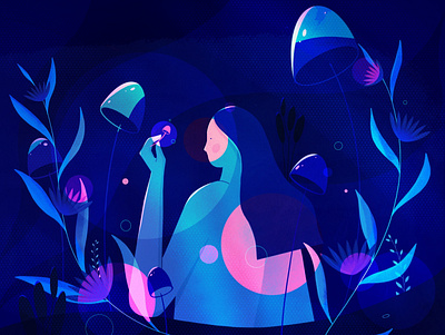 Night Shade digital illustration illustration mushrooms night procreate vector