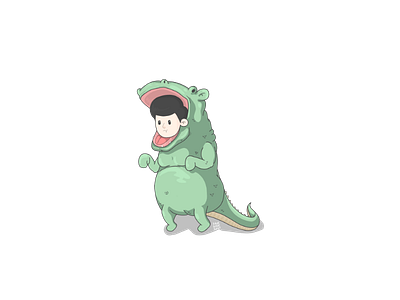 illustration dinosaur suit dinosaur green illustration mascot