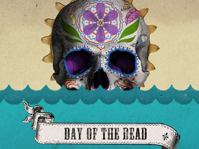Calaca in the day of the dead calaca collage dead design digital engraving illustration sea skull wallpaper