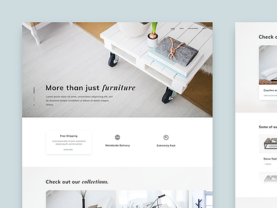 Furniture Frontpage clean ecommerce furniture interface minimal redesign shop simple ui