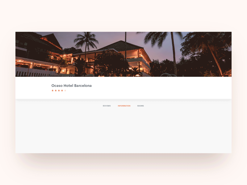 Hotelizr - Desktop animation booking clean filter gallery hotel interface list minimal reviews ui
