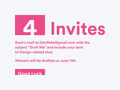 4 Invites Giveaway draft dribbble giveaway invitation invite invite me invites