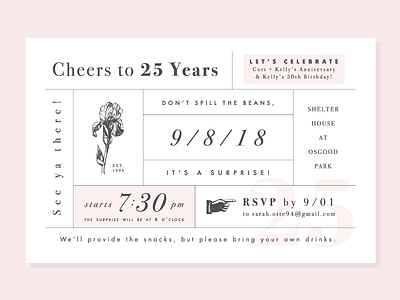 Cheers to 25 Years design graphic design invitation typography