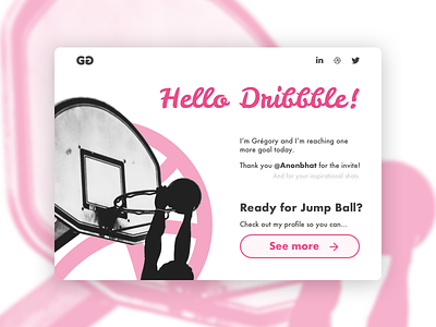 Hello Dribbble! clean contrast debut design first shot hello dribbble interface invite pink ui web web design