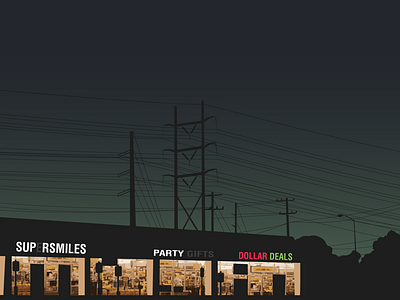 Austin at dusk. austin city dark dusk lines mall night power stores stripmall sunset vector