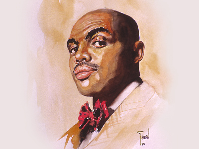 Watercolor Painting of Charles Barkley basketball charles barkley debut marstudio painting watercolor