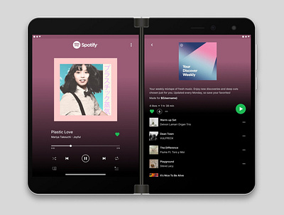 Spotify on Surface Duo app design figma livestream microsoft spotify surface duo twitch ui ux