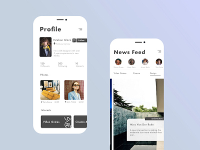 ArtCO app art clean design iphone x mobile multiple news feed profile story ui ux