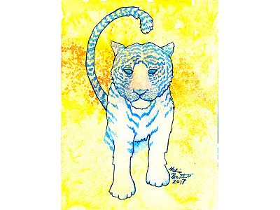 White Tiger Galaxy tiger traditional watercolor white tiger