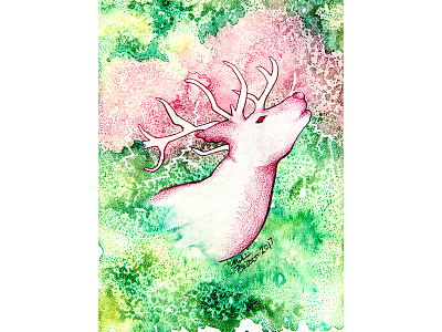 Stag Galaxy stag traditional watercolor