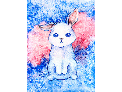 Bunny Galaxy bunny rabbit traditional watercolor
