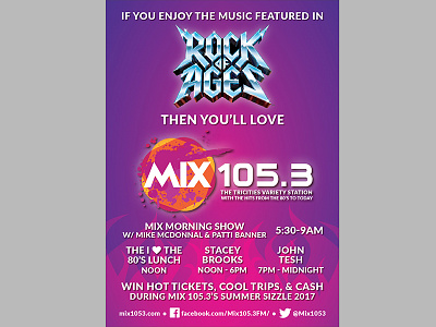 Rock Of Ages ad mix 105.3 radio station rock of ages