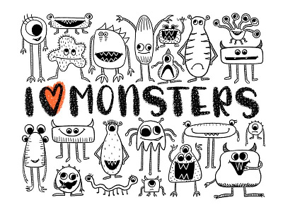 I Love Monsters Illustration brush ipad pro lettering monsters procreate typography