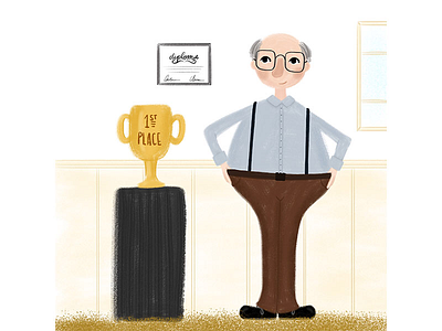 Proud art design grandpa illustrations trophy