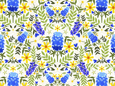 Texas Bluebonnet Pattern bluebonnet digital art floral floral pattern flower pattern flowers illustration illustrator pattern design pattern designer procreate state flower surface design surface designer