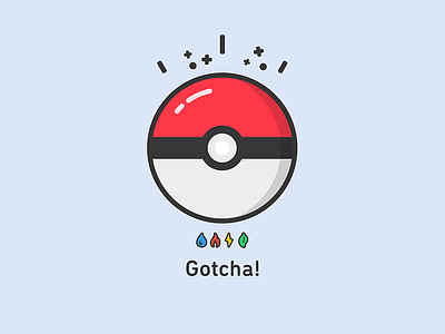 Gotcha! design flat icon pokeball pokemon