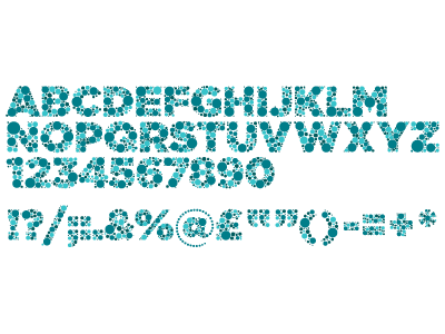 Colourblind Font blue circles font typography