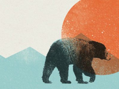 Bear illustration montage texture