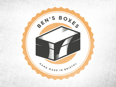 Ben's Boxes 3d box identity illustration isometric logo orange vector white woodcut