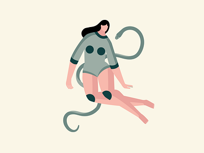 A woman with a snake flat flat style illustration snake woman woman illustration