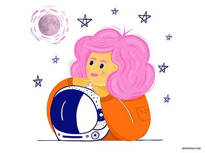 Space Womam design illustration minushka moon space vickyknysh woman
