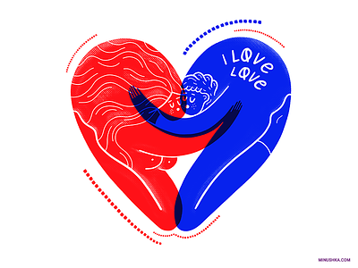 I Love Love blue feelings illustration love minushka red valentines vickyknysh