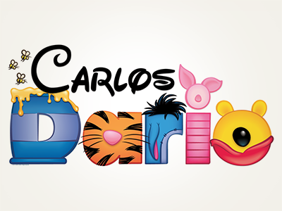 Disney Winnie the Pooh cartoon disney illustration lettering name type typography winnie pooh
