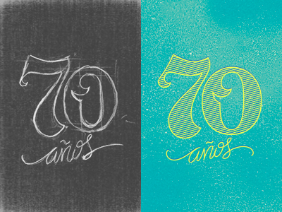 70 años aniversary lettering logo seventy years