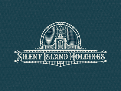 Silent Island Holdings LLC artdeco clock tower engraved florida lettering logo logotype vintage