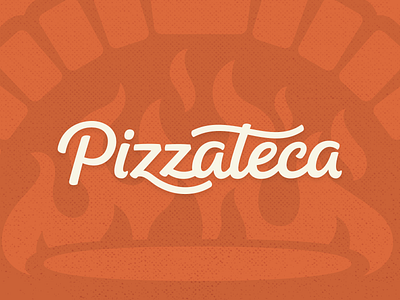 Pizzateca calligraphy food lettering logotype pizza