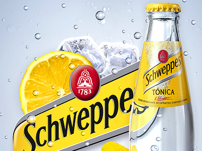 Schweppes Hostelry Bottle Promo advert bubbles digital art drink fish gin tonic ice photoshop schweppes tonic