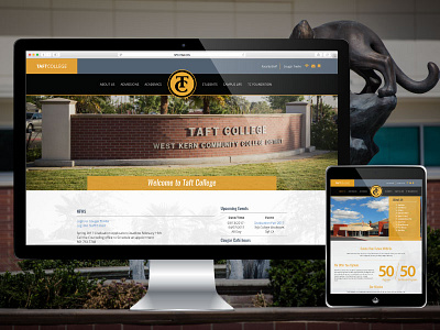 Taft College Website dynamic menus multisite navigational restructure responsive web design wordpress cms