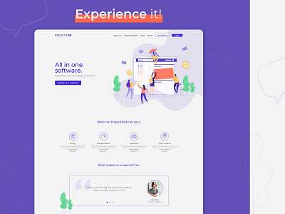ProjectHR Landing Page home page home screen illustration landing page landing page design saas service user experience user interface design userinterface