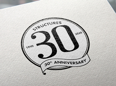 Structures 30th Anniversary Logo Design - Hand Lettered Stamp anniversary art deco hand lettering handlettering logo design logo design mockup logo designer logo mark logo seal logo stamp logostamp logotype numbers old style retro stamp typography vintage vintage design vintage logo