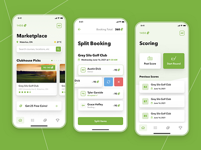 Clubhouse Golf Marketplace Mobile app design golf mobile mobile app mobile app design mobile ui ui ux