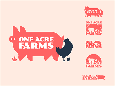 One Acre Farms Logo branding chicken design eggs farm illustration logo pig typogaphy vector