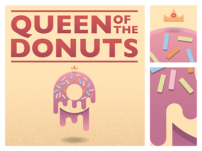 Queen Of Donuts design donut illustration poster texture typogaphy vector