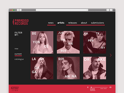 Record Label Web Design artist artists label music musician pop record record label ui ux web web design