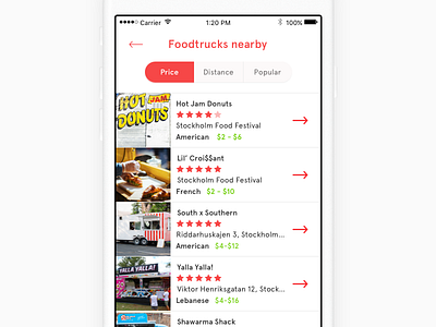 Foodtruck App Interface