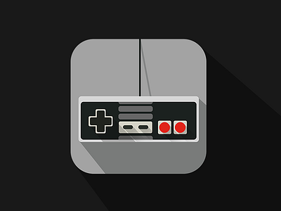 Nintendo controler, flat icon (ios7) controller flat gray scale icon ios7 nes nintendo red retro shadow