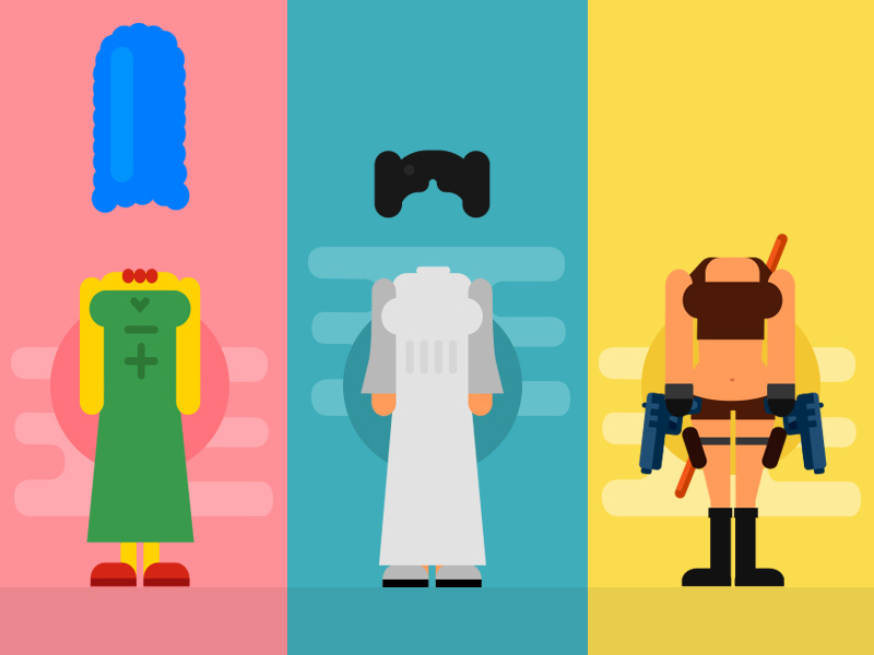 Do you recognize the characters? red blue yellow flat games color famous people characters