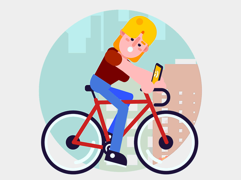 Girl on a bike meeting professionals animation animation 2d flat gif gif art